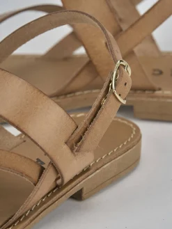 Sandali tacco 1cm pelle marrone