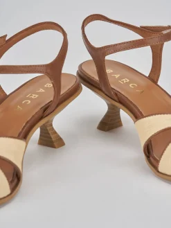 Sandali tacco 6cm pelle marrone