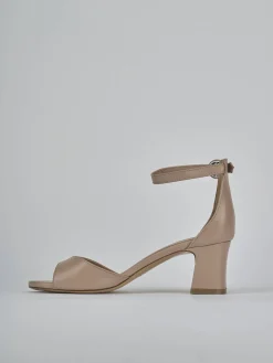 Sandali tacco 5cm pelle marrone