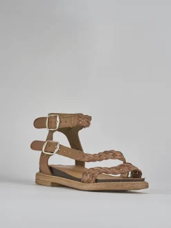 Sandali tacco 1cm pelle marrone