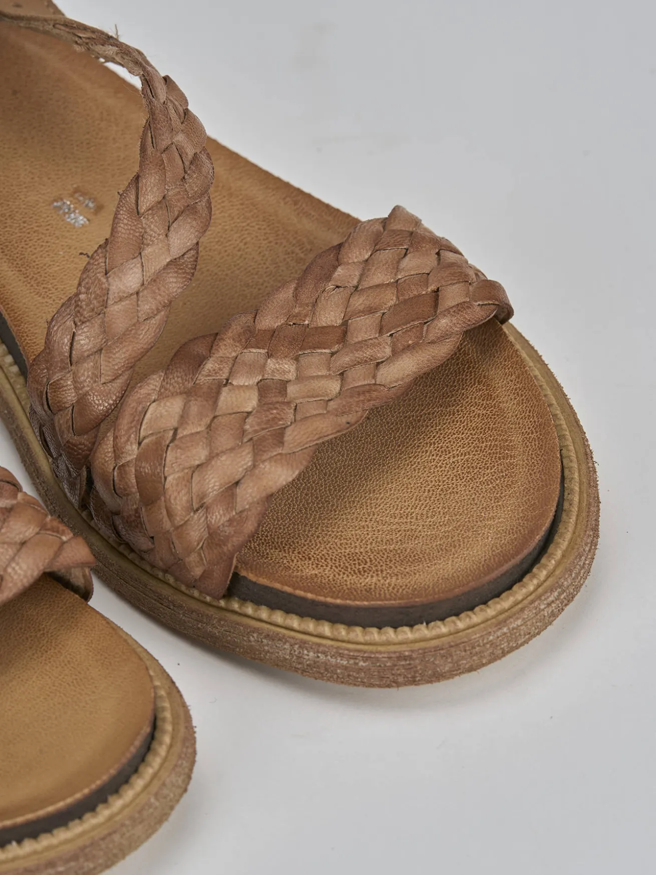 Sandali tacco 1cm pelle marrone