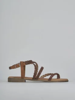 Sandali tacco 1cm pelle marrone