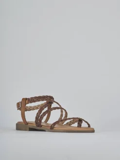 Sandali tacco 1cm pelle marrone