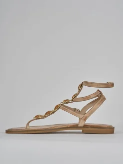 Sandali tacco 1cm pelle marrone