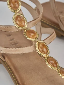 Sandali tacco 1cm pelle marrone