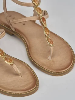 Sandali tacco 1cm pelle marrone