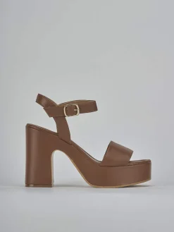 Sandali tacco 9cm pelle marrone