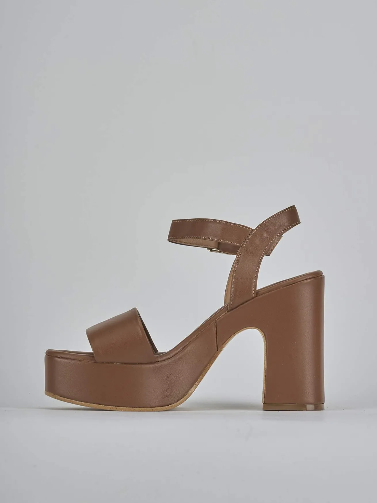 Sandali tacco 9cm pelle marrone