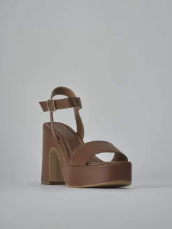 Sandali tacco 9cm pelle marrone