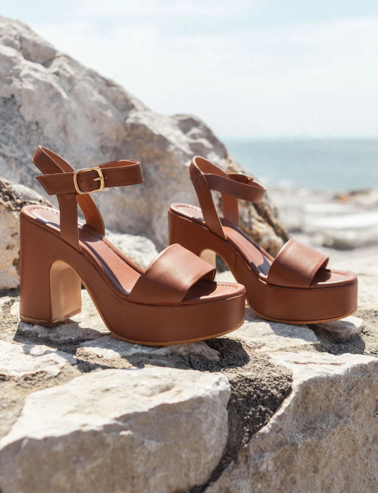 Sandali tacco 9cm pelle marrone