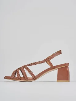 Sandali tacco 6cm pelle marrone