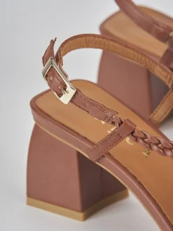 Sandali tacco 6cm pelle marrone