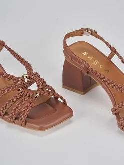 Sandali tacco 6cm pelle marrone