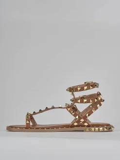 Sandali tacco 1cm pelle marrone