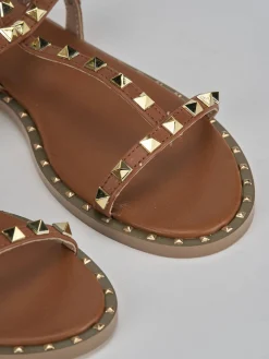 Sandali tacco 1cm pelle marrone