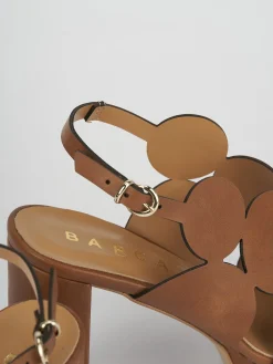 Sandali tacco 9cm pelle marrone