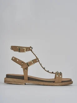 Sandali tacco 1cm pelle marrone