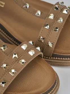 Sandali tacco 1cm pelle marrone