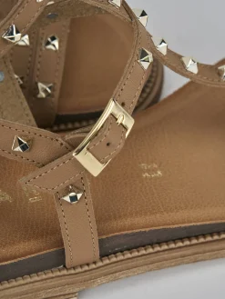 Sandali tacco 1cm pelle marrone