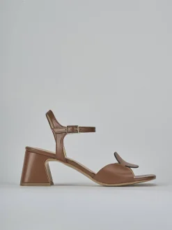 Sandali tacco 5cm pelle marrone