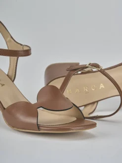 Sandali tacco 5cm pelle marrone
