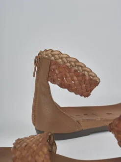 Sandali tacco 2cm pelle marrone