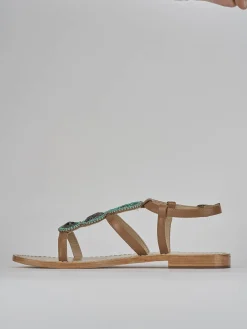 Sandali tacco 1cm pelle marrone