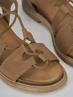 Sandali tacco 1cm pelle marrone