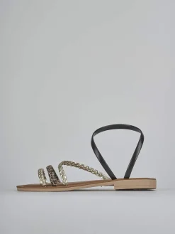 Sandali tacco 1cm pelle multicolor