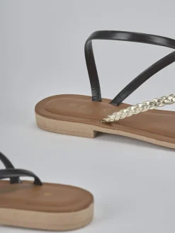 Sandali tacco 1cm pelle multicolor