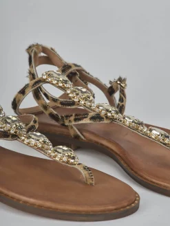 Sandali tacco 1cm pelle multicolor