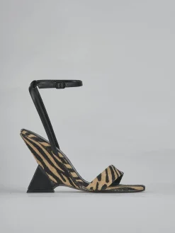 Sandali tacco 5cm pelle multicolor