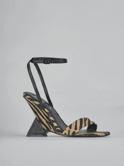 Sandali tacco 5cm pelle multicolor