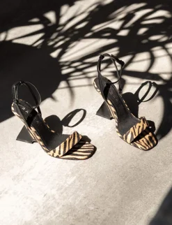 Sandali tacco 5cm pelle multicolor