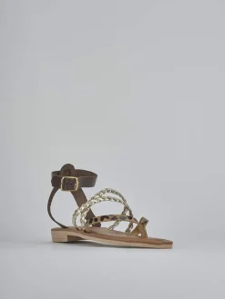 Sandali tacco 1cm pelle multicolor