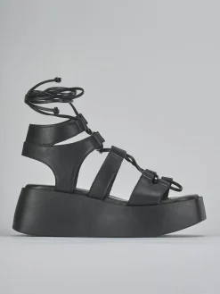 Sandali tacco 4cm pelle nero