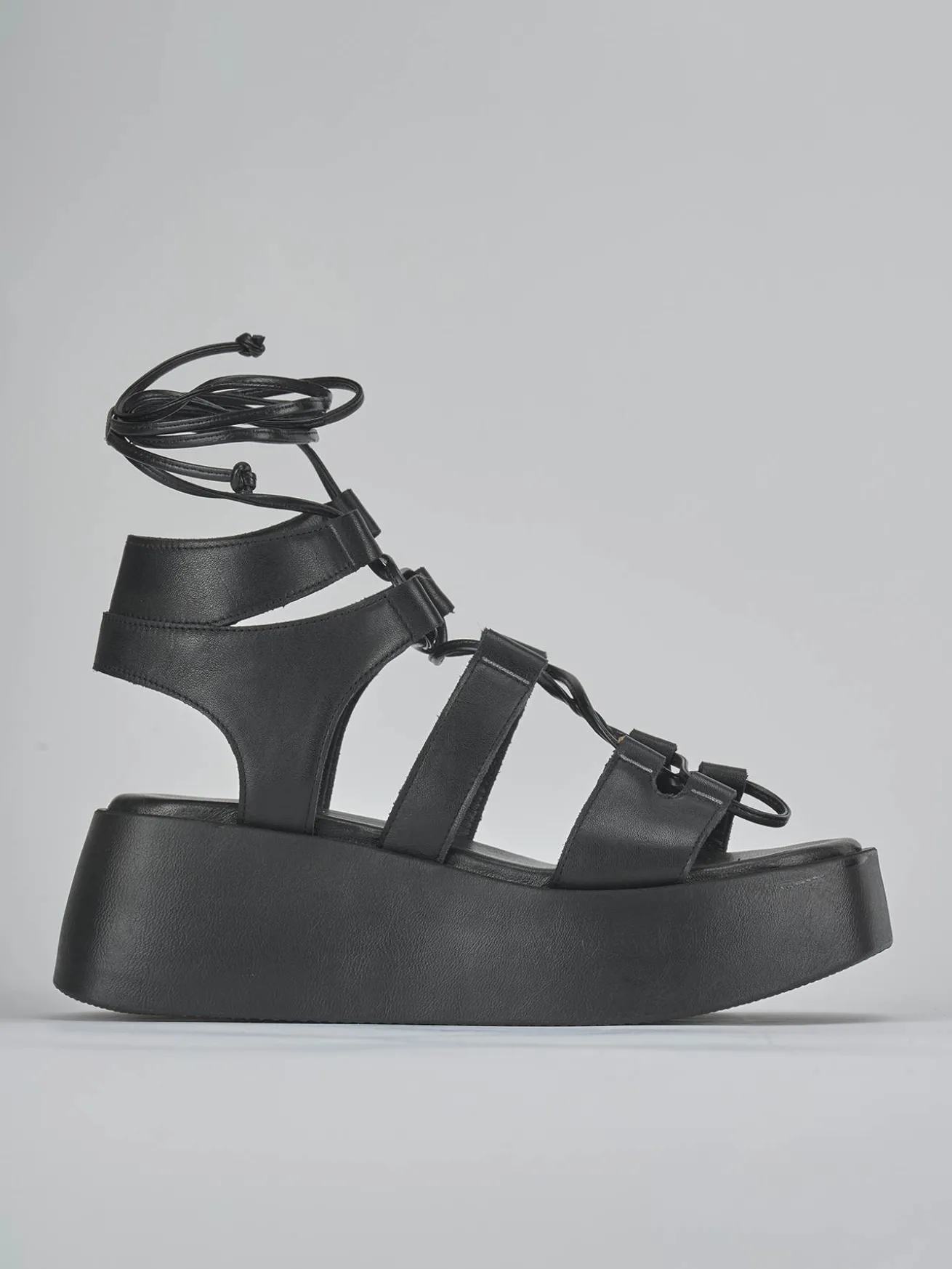 Sandali tacco 4cm pelle nero