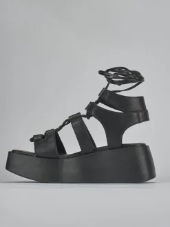 Sandali tacco 4cm pelle nero