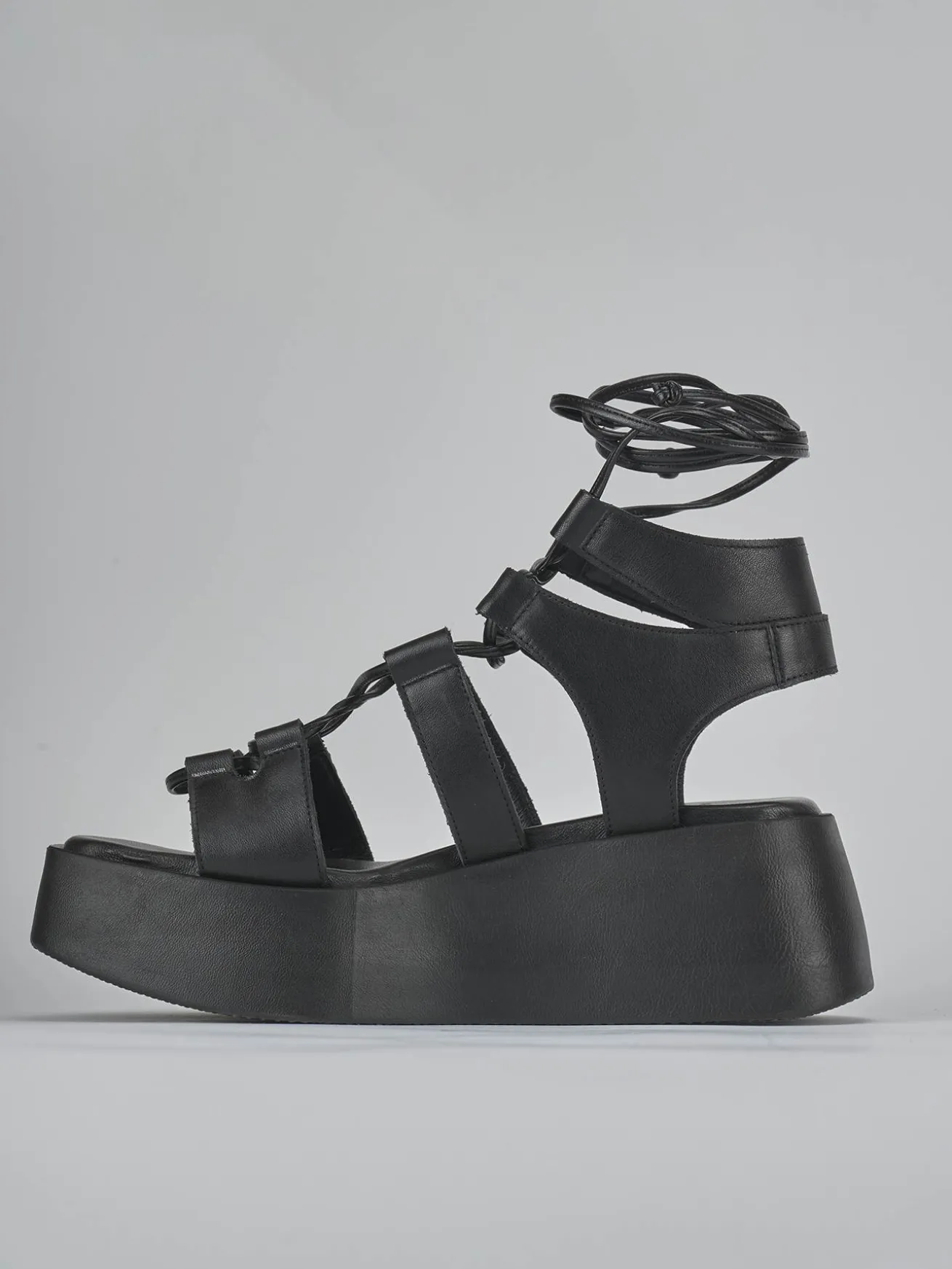 Sandali tacco 4cm pelle nero