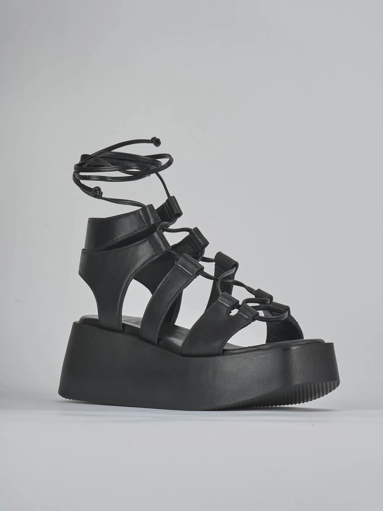 Sandali tacco 4cm pelle nero