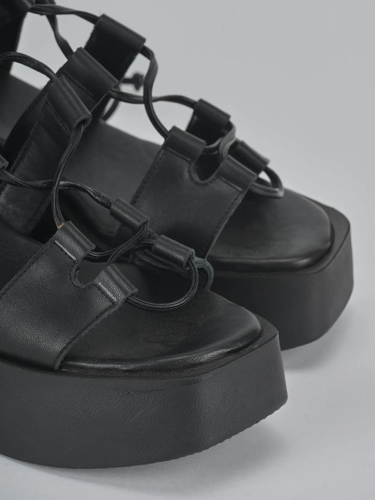 Sandali tacco 4cm pelle nero