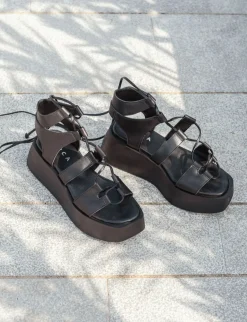 Sandali tacco 4cm pelle nero