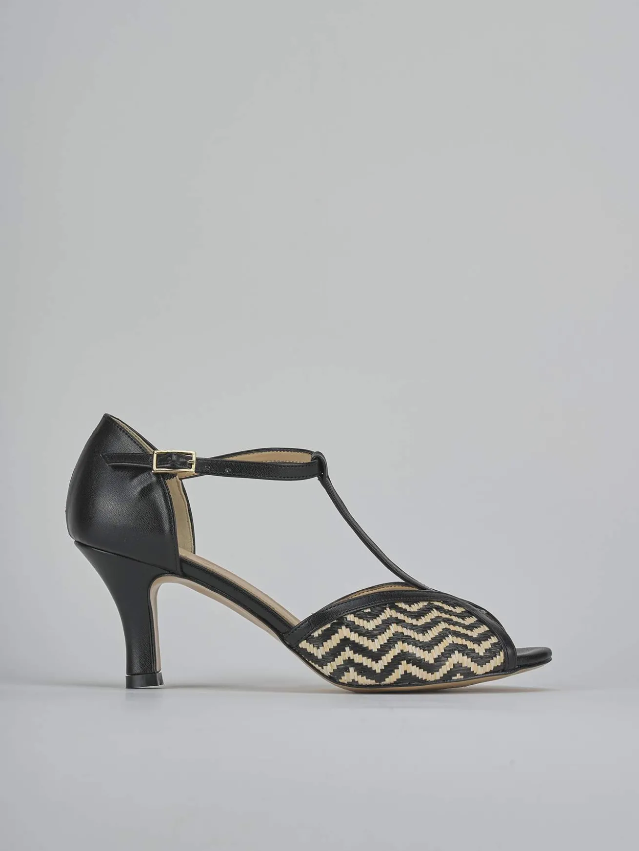 Sandali tacco 7cm pelle nero