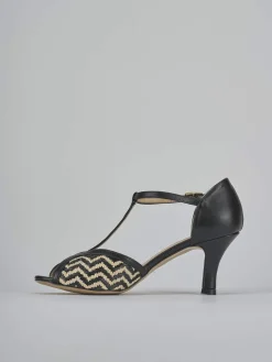 Sandali tacco 7cm pelle nero