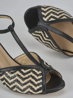 Sandali tacco 7cm pelle nero