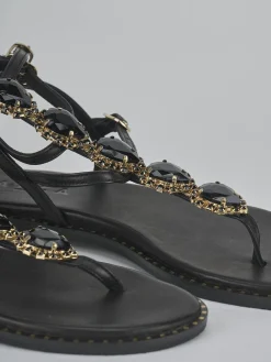 Sandali tacco 1cm pelle nero