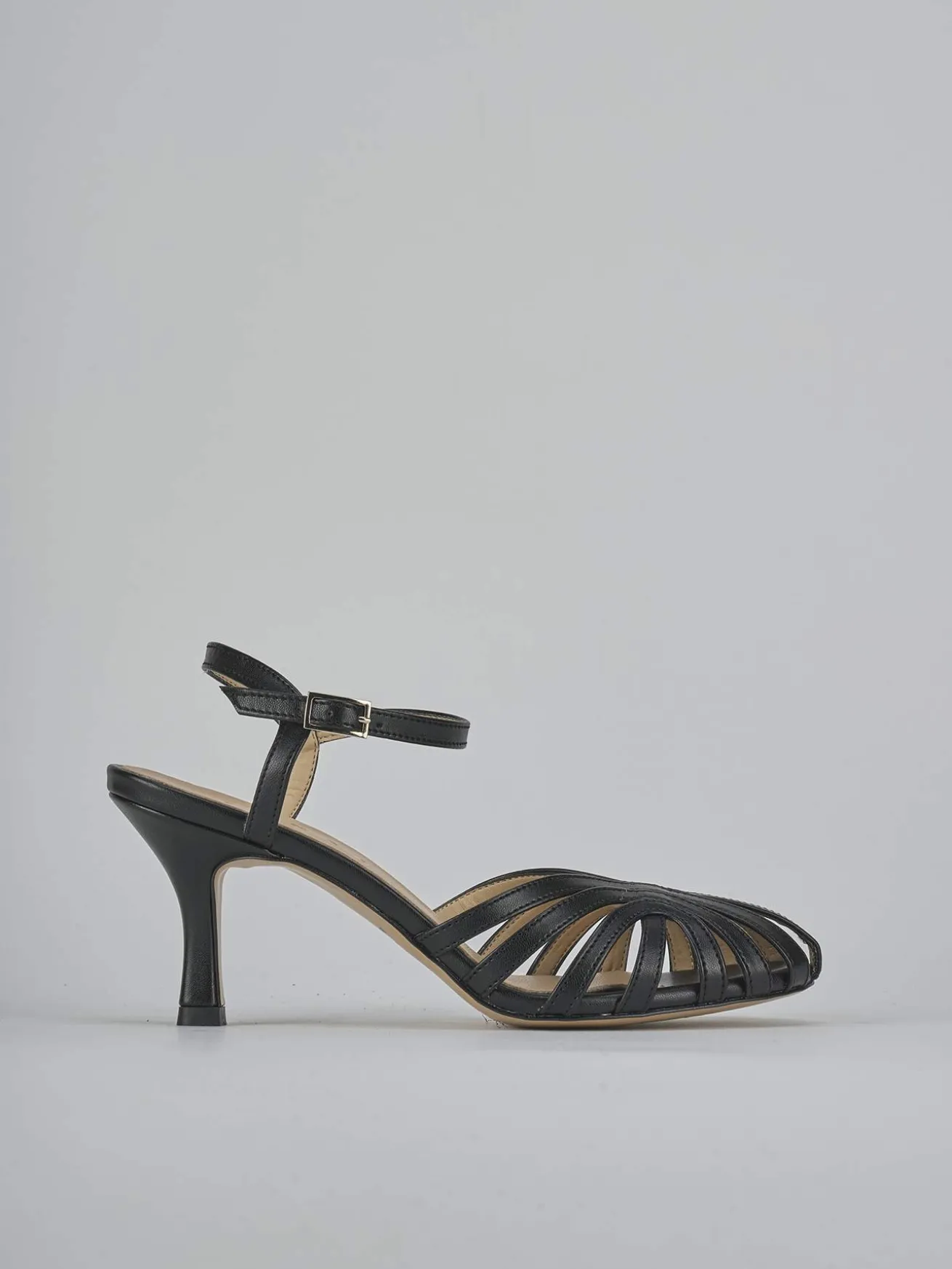 Sandali tacco 6cm pelle nero