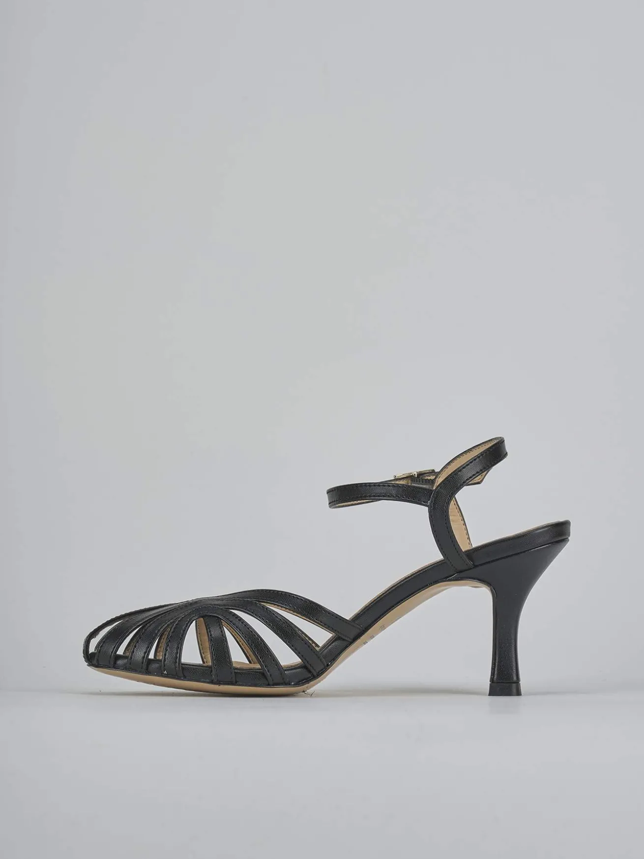 Sandali tacco 6cm pelle nero