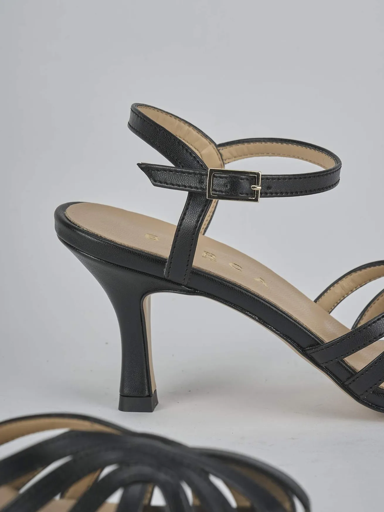 Sandali tacco 6cm pelle nero