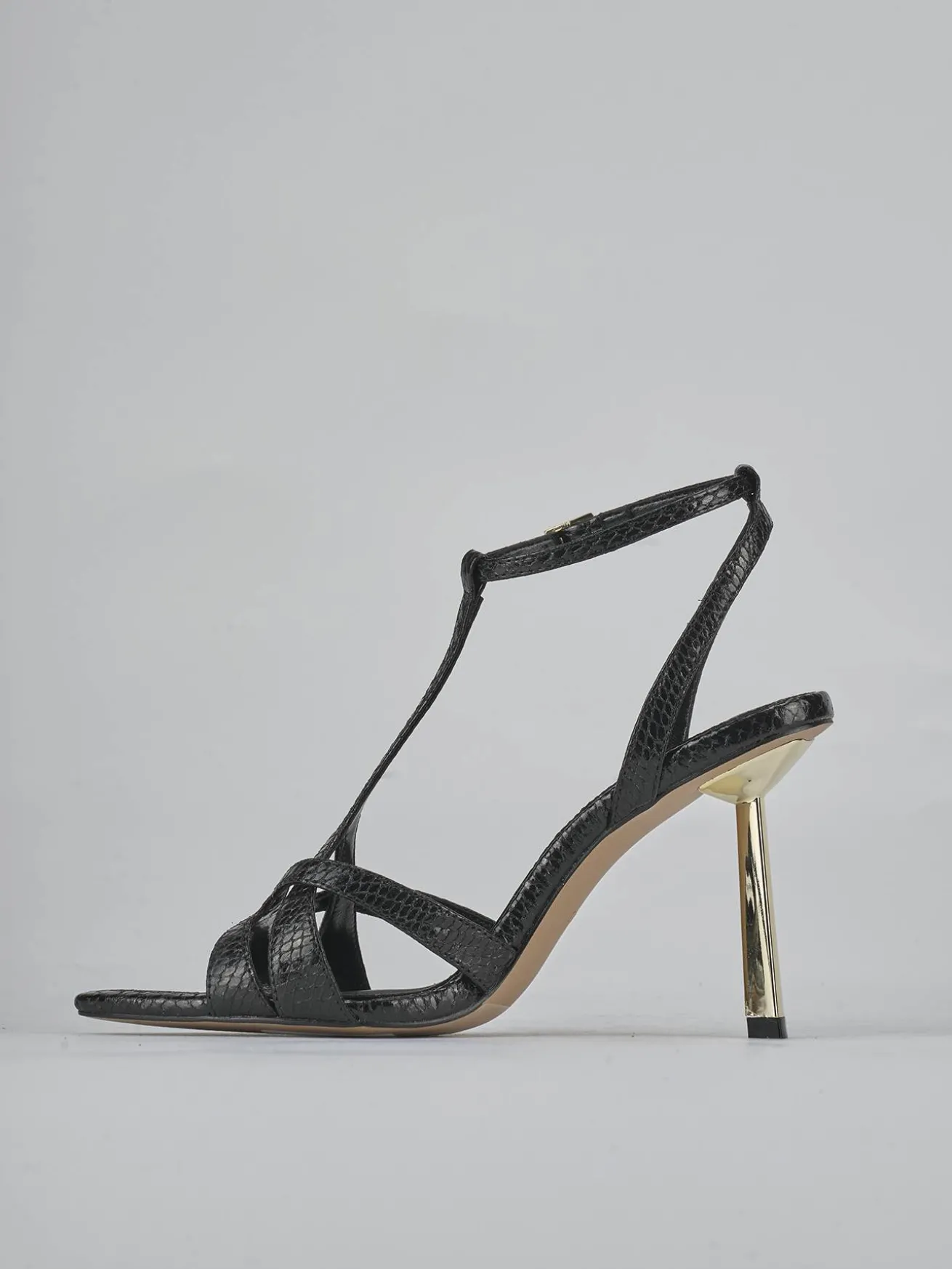 Sandali tacco 9cm pelle nero